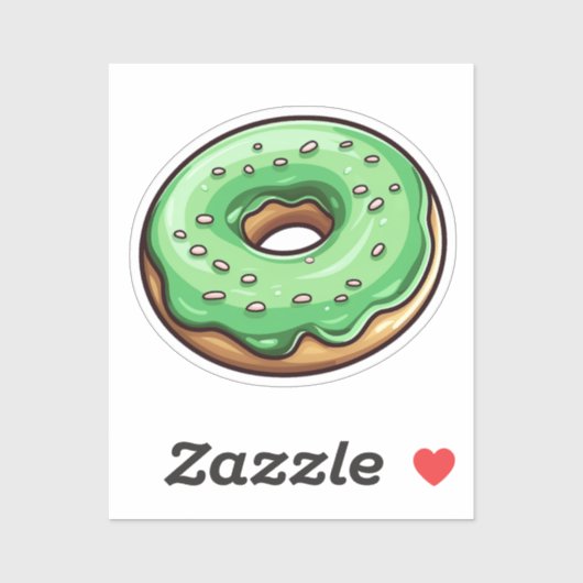 Sticker Donut de dessin animé (Feuille)