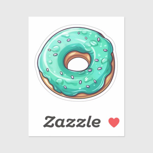 Sticker Donut de dessin animé (Feuille)