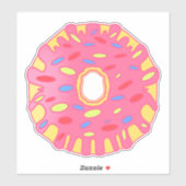 Sticker Donut glacé rose (Feuille)