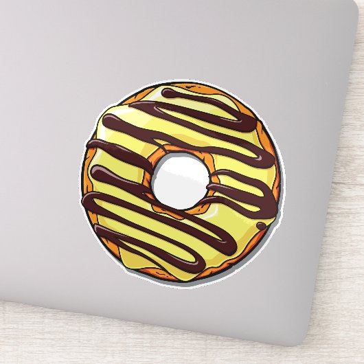 Sticker Donut Jaune, noisette, Chocolat, Glace, Froid (Détail)