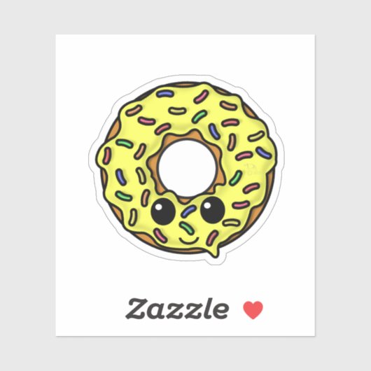 Sticker Donut Kawaii avec arrosages (Feuille)