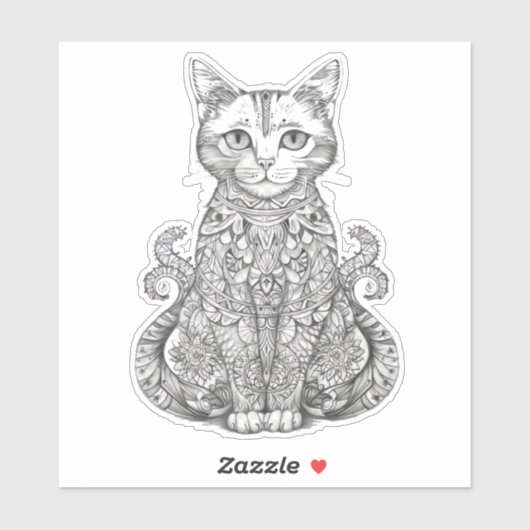 Sticker Doodart chat mignon (Feuille)