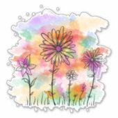 Sticker doodé de fleurs d'aquarelle (Devant)