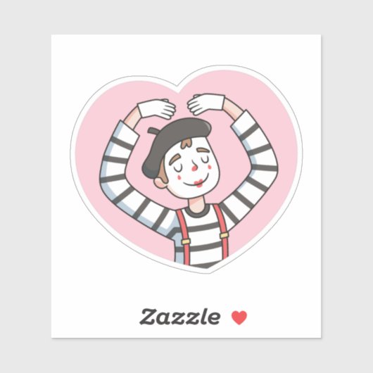 Sticker Doodle d'amour mignon de mime pose (Feuille)