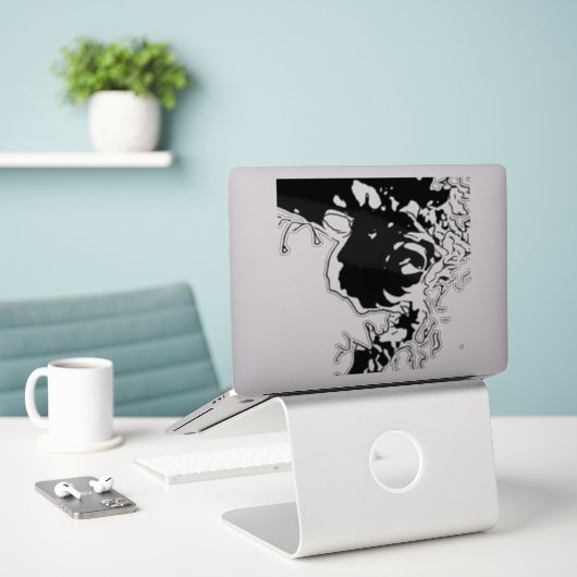Sticker Doodle de fleurs (Ordinateur portable sur le bureau)
