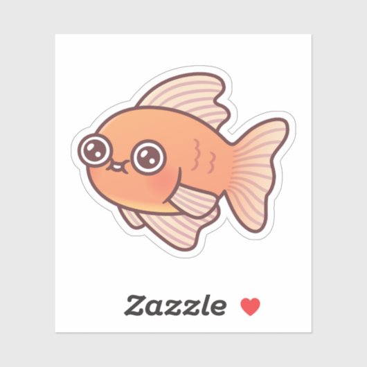 Sticker Doodle de poisson rouge mignon (Feuille)