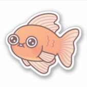 Sticker Doodle de poisson rouge mignon (Devant)