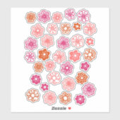 Sticker Doodle rose rouge et orange (Feuille)