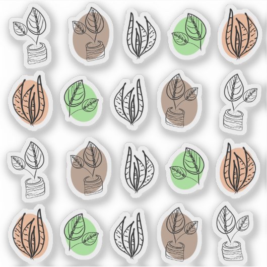 Sticker Doodles Plantes Abstraits (Devant)