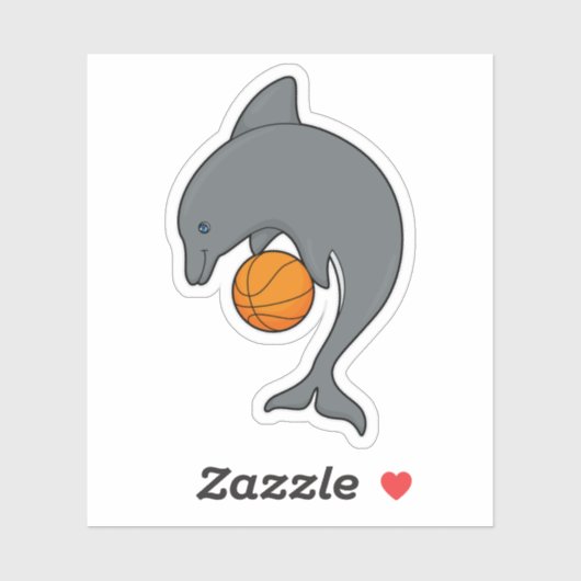 Sticker Dophin comme joueur de basket-ball avec basket-bal (Feuille)