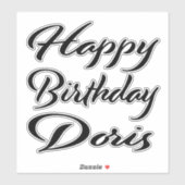 Sticker Doris Name Prénom Anniversaire de la Broderie noir (Feuille)