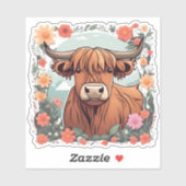 Sticker Douce Bohemian Highland Vache imperméable (Feuille)