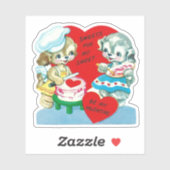 Sticker Douceurs vintage rétro Saint-Valentin Chien Chiot (Feuille)