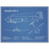 Sticker Douglas DC-3 - Plans de dessin du plan d'avion AD (Devant)