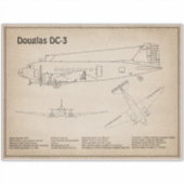 Sticker Douglas DC-3 - Plans de dessin du plan directeur d (Devant)