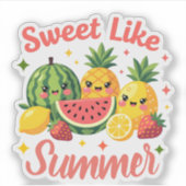 Sticker Doux comme les amis de fruits Kawaii d'été (Devant)