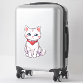 Sticker Doux dessin d'un chaton avec un collier en forme d (Sur valise)