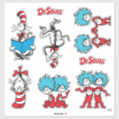 Sticker Dr Seuss | Chat dans le Casquette et la chose une  (Feuille)