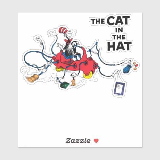 Sticker Dr Seuss | Chat dans le Casquette nettoie vers le  (Feuille)