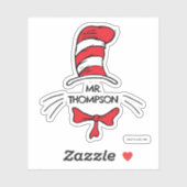 Sticker Dr Seuss | Chat dans le Casquette Nom de l'enseign (Feuille)