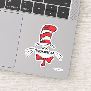 Sticker Dr Seuss Chat dans le Casquette Nom de l'enseign