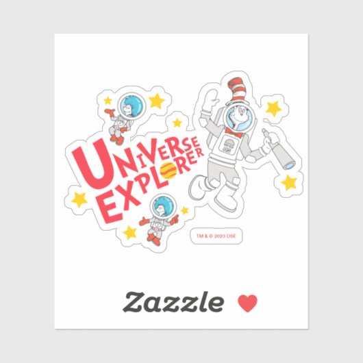 Sticker Dr Seuss | Chat dans l'Explorateur d'univers Casqu (Feuille)