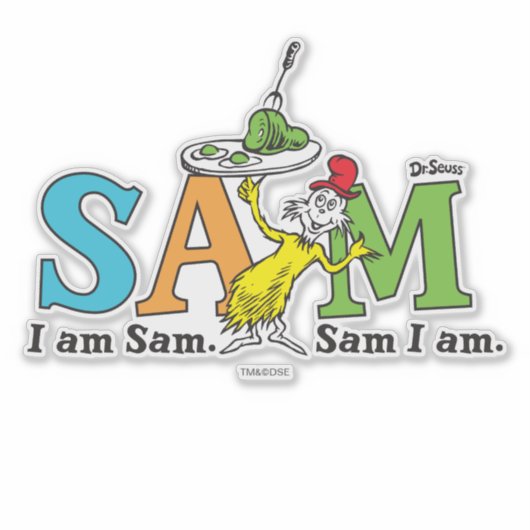 Sticker Dr Seuss| Je Suis Sam. Je Suis Sam. (Devant)