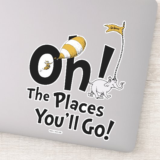 Sticker Dr Seuss | Oh, les endroits où vous irez ! Retro (Détail)