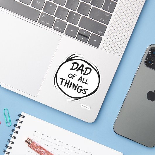 Sticker Dr Seuss Thing One Thing Two - Papa de toutes chos (Ordinateur portable avec iPhone)