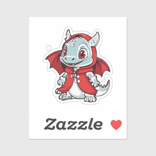 Sticker Dragon albinos en rouge (Feuille)