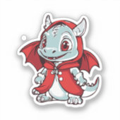 Sticker Dragon albinos en rouge (Recto)