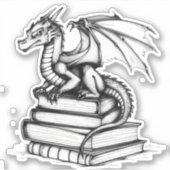 Sticker Dragon and Books Line Art (Devant)