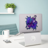 Sticker Dragon Art Nouveau Style Bleu et violet (Ordinateur portable sur le bureau)