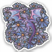 Sticker Dragon aux fleurs pourpres (Recto)