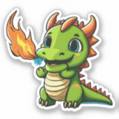 Sticker Dragon Bébé mignon Avec Premier Respiration Feu (Recto)