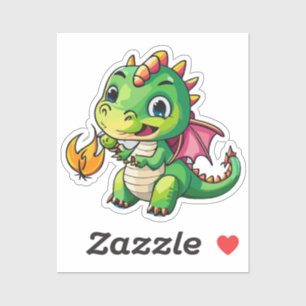 Sticker Dragon Bébé mignon Avec Premier Respiration Feu