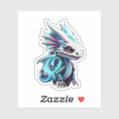 Sticker Dragon blanc bleu mignon (Feuille)