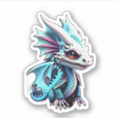 Sticker Dragon blanc bleu mignon (Devant)
