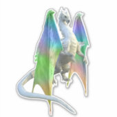 Sticker Dragon blanc glace Arc en ciel Ailes Imaginaire (Devant)