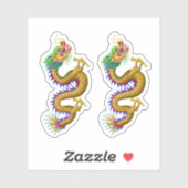 Sticker Dragon chinois jaune/or (Feuille)