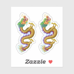 Sticker Dragon chinois jaune/or