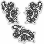 Sticker Dragon chinois noir, créature magique (Devant)