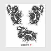 Sticker Dragon chinois noir, créature magique (Feuille)