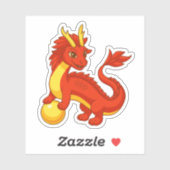 Sticker Dragon Chinois Rouge (Feuille)