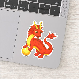 Sticker Dragon Chinois Rouge