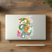 Sticker Dragon chinois vert Koi