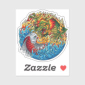 Sticker Dragon contre Koi (Feuille)