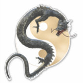 Sticker Dragon d'Asie orientale Gold Yin Yang (Devant)
