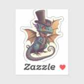 Sticker Dragon de Dapper dans un chapeau (Feuille)