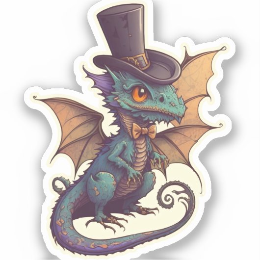 Sticker Dragon de Dapper dans un chapeau (Recto)